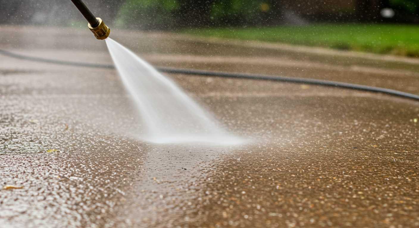Before and after results of driveway pressure cleaning showing stain removal and restored appearance