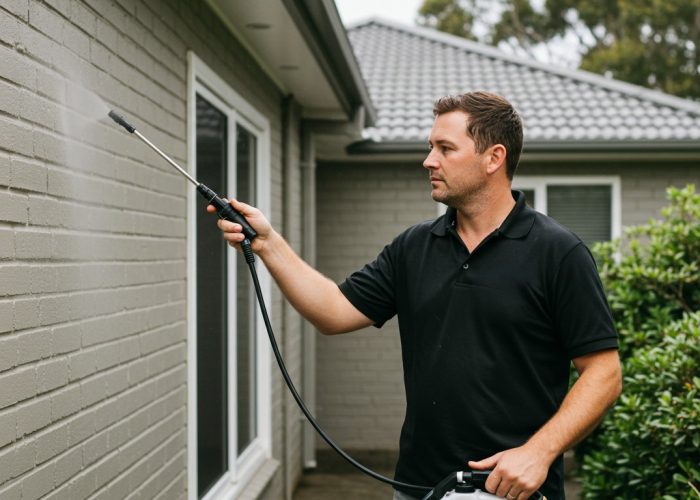 Exterior cleaning for commercial building