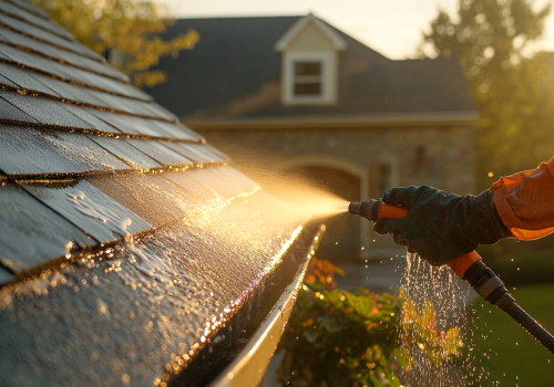 u5456191734_A_worker_using_a_low-pressure_soft_washing_system_6a869ed6-c270-4503-8244-2abe9b3ca8e8_1 Worker using a low-pressure soft washing system to clean an exterior surface.